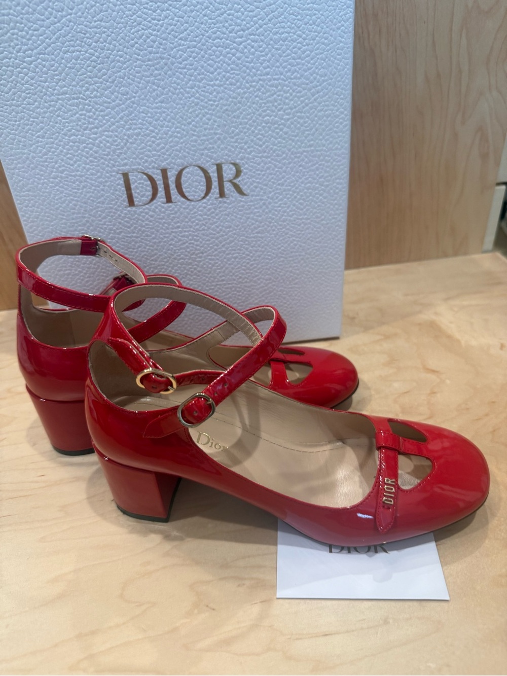 Dior Red Patent Mary Jane Double-Strap Heels with box - Picture 5 of 13